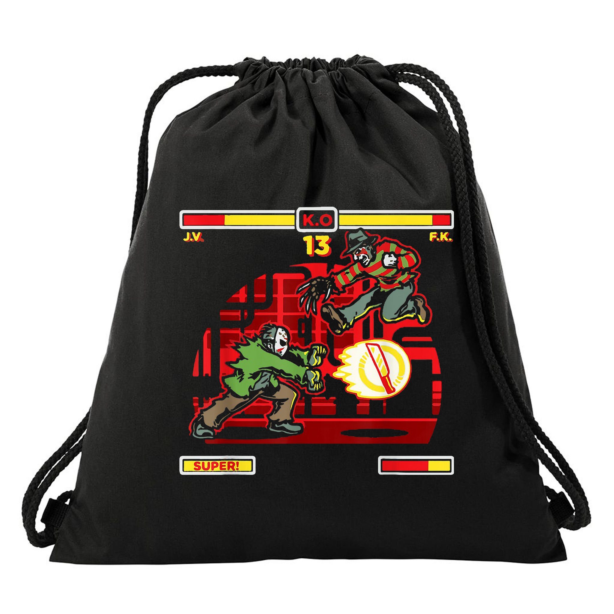 Halloween Horror Movie Characters Match Up KO Drawstring Bag