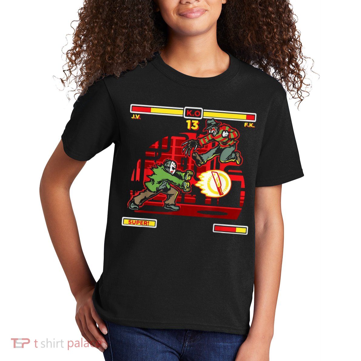 Halloween Horror Movie Characters Match Up KO Kids T-Shirt