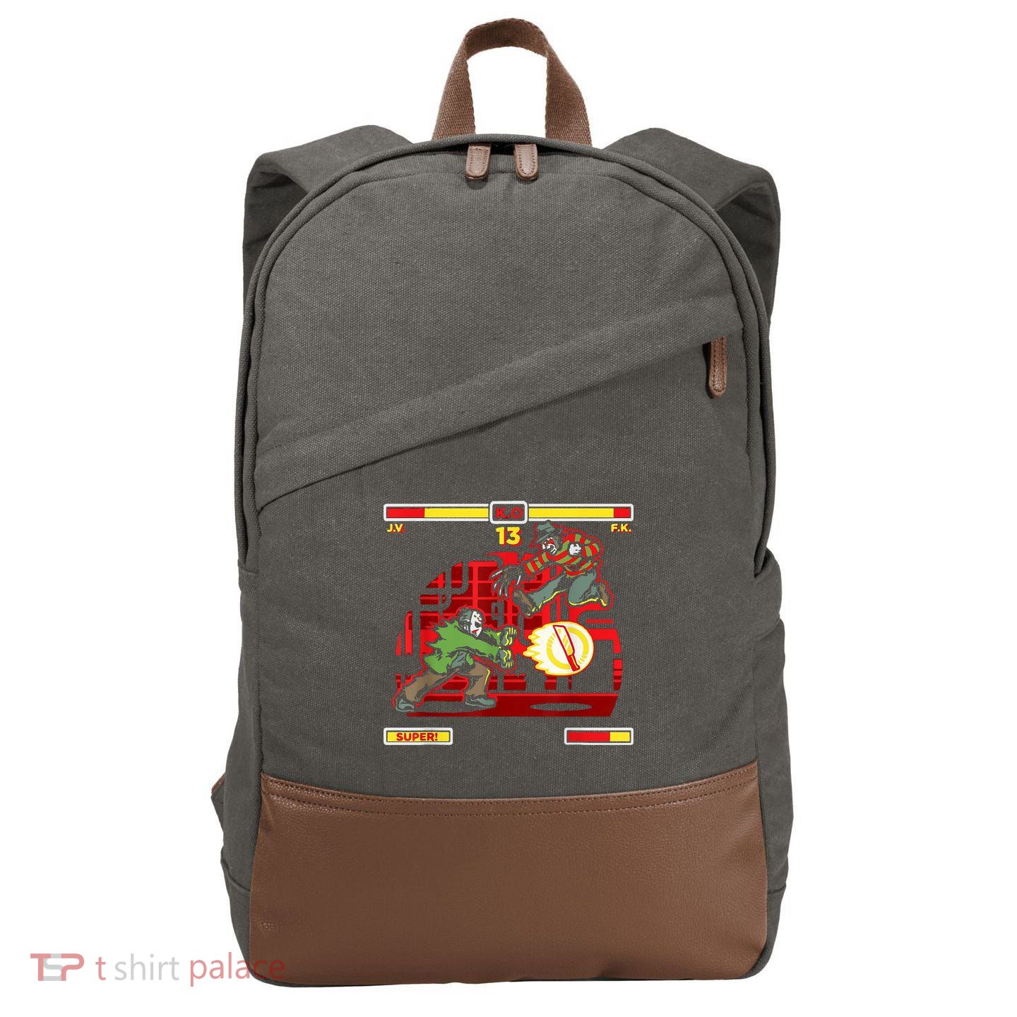 Halloween Horror Movie Characters Match Up KO Cotton Canvas Backpack