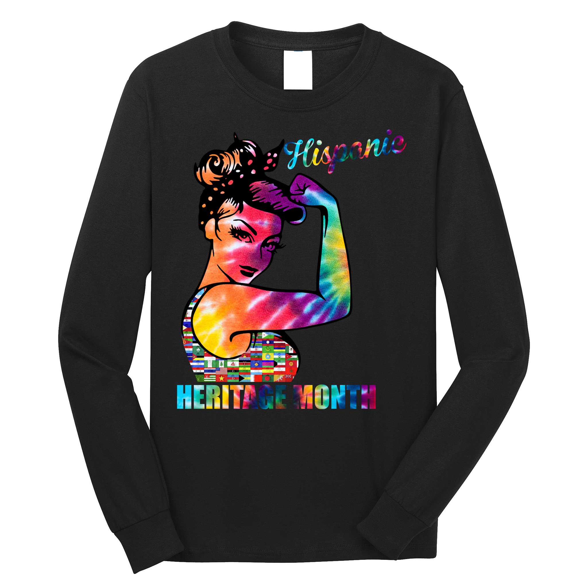 Hispanic Heritage Month Messy Bun Colorful Long Sleeve Shirt
