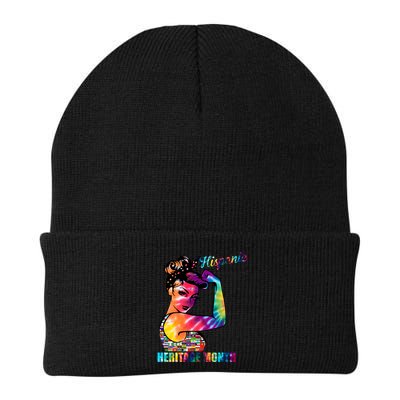 Hispanic Heritage Month Messy Bun Colorful Beanie