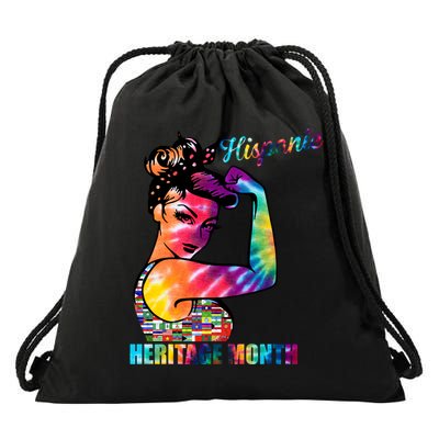 Hispanic Heritage Month Messy Bun Colorful Drawstring Bag