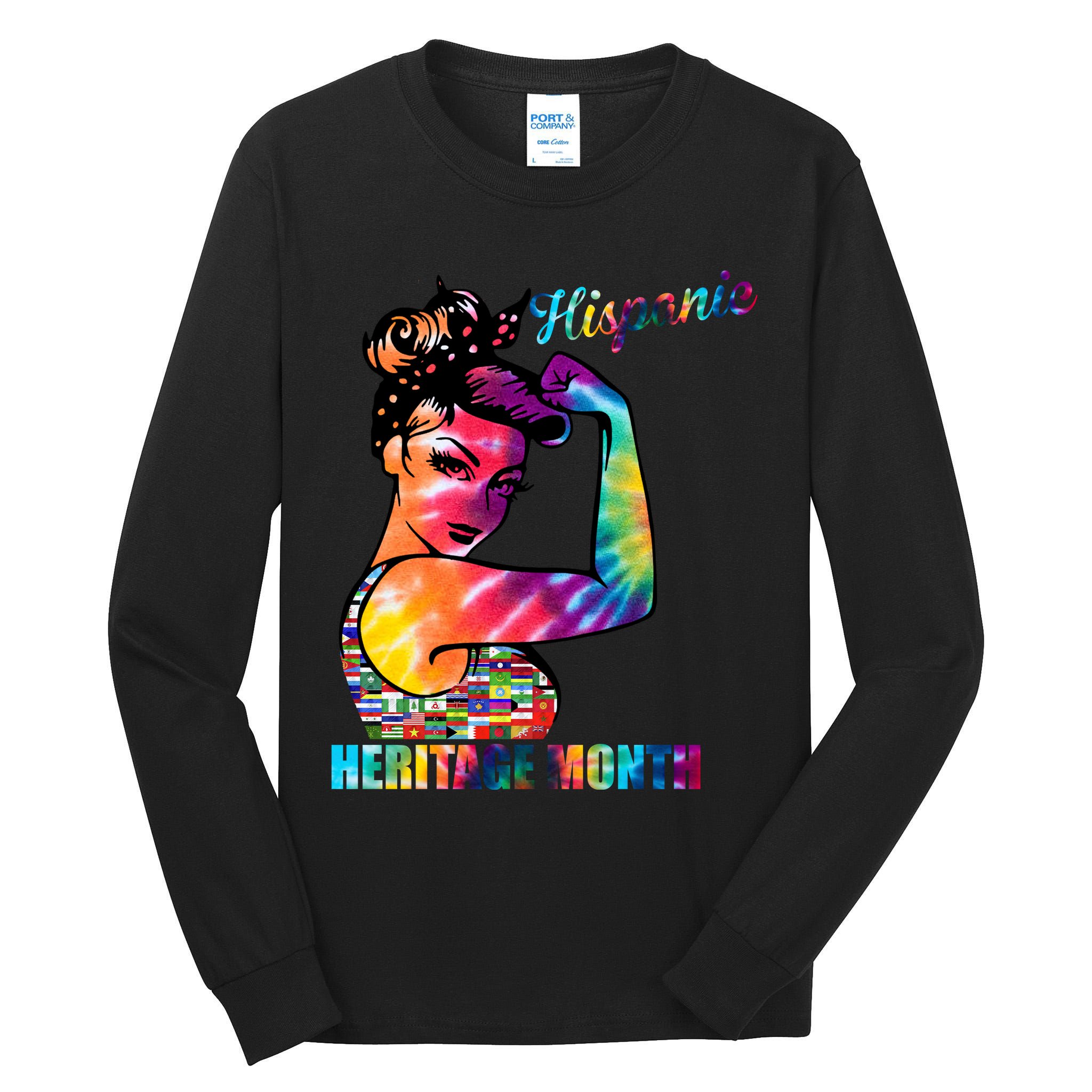 Hispanic Heritage Month Messy Bun Colorful Tall Long Sleeve T-Shirt