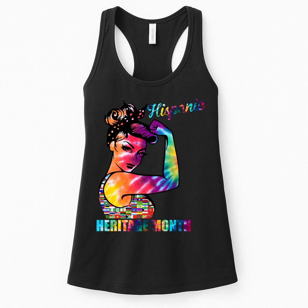 Hispanic Heritage Month Messy Bun Colorful Womens Tank Top
