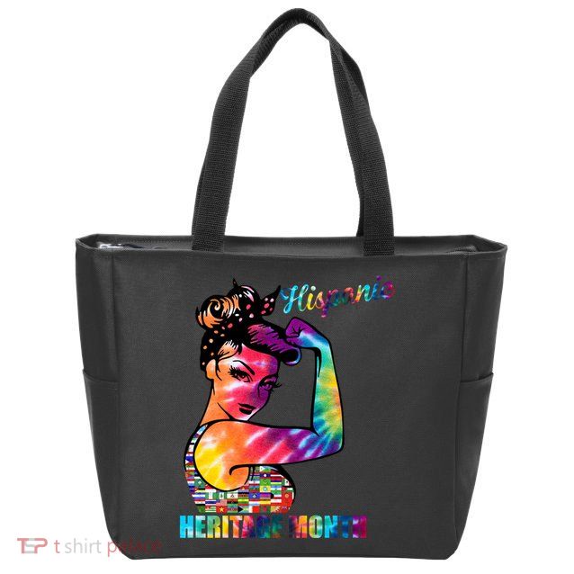 Hispanic Heritage Month Messy Bun Colorful Zip Tote Bag