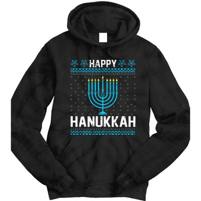 Happy Hanukkah Menorah Chanukah Jewish  Tie Dye Hoodie