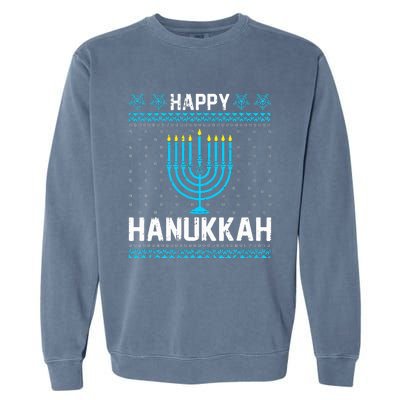 Happy Hanukkah Menorah Chanukah Jewish  Garment-Dyed Sweatshirt