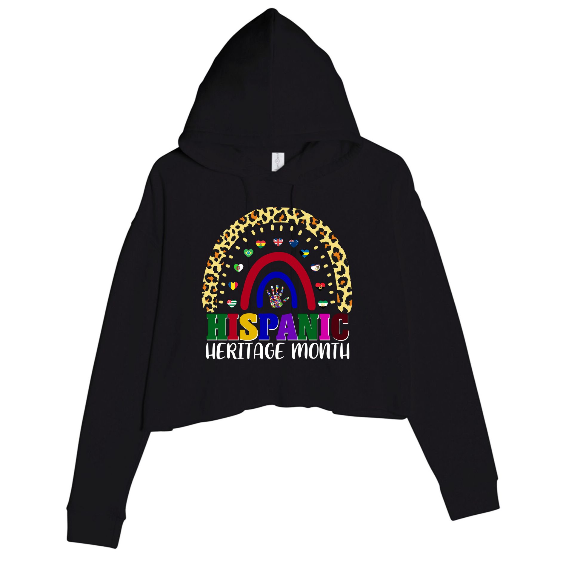 Hispanic Heritage Month Leopard Reendow Crop Fleece Hoodie