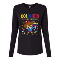 Hispanic Heritage Month Colombia Flag Colombian Girl Womens Cotton Relaxed Long Sleeve T-Shirt