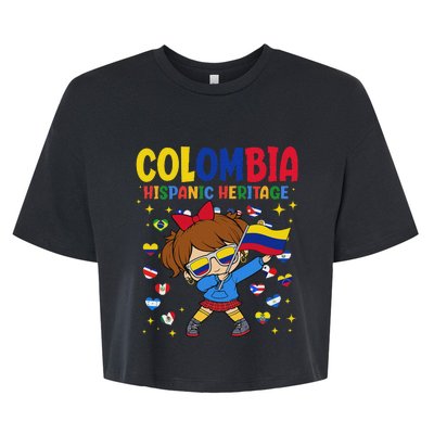 Hispanic Heritage Month Colombia Flag Colombian Girl Bella+Canvas Jersey Crop Tee