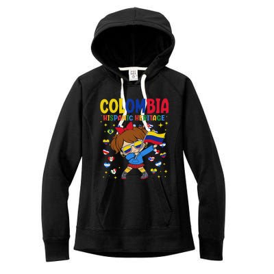 Hispanic Heritage Month Colombia Flag Colombian Girl Women's Fleece Hoodie