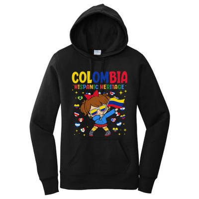 Hispanic Heritage Month Colombia Flag Colombian Girl Women's Pullover Hoodie