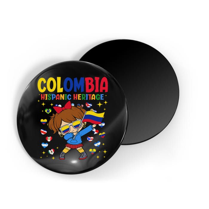 Hispanic Heritage Month Colombia Flag Colombian Girl Magnet