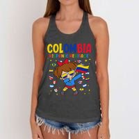 Hispanic Heritage Month Colombia Flag Colombian Girl Women's Knotted Racerback Tank