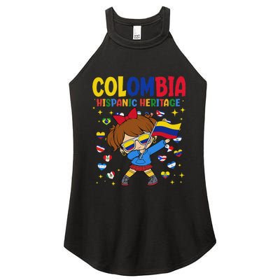 Hispanic Heritage Month Colombia Flag Colombian Girl Women's Perfect Tri Rocker Tank