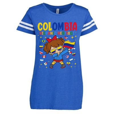 Hispanic Heritage Month Colombia Flag Colombian Girl Enza Ladies Jersey Football T-Shirt