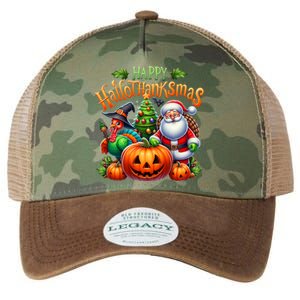 Happy Hallothanksmas Merry Christmas Halloween Thanksgiving Legacy Tie Dye Trucker Hat