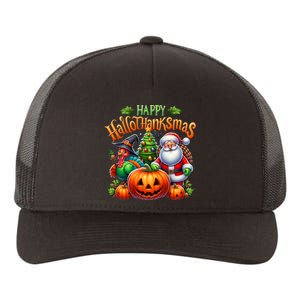 Happy Hallothanksmas Merry Christmas Halloween Thanksgiving Yupoong Adult 5-Panel Trucker Hat