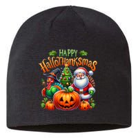 Happy Hallothanksmas Merry Christmas Halloween Thanksgiving Sustainable Beanie