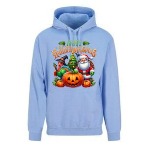 Happy Hallothanksmas Merry Christmas Halloween Thanksgiving Unisex Surf Hoodie