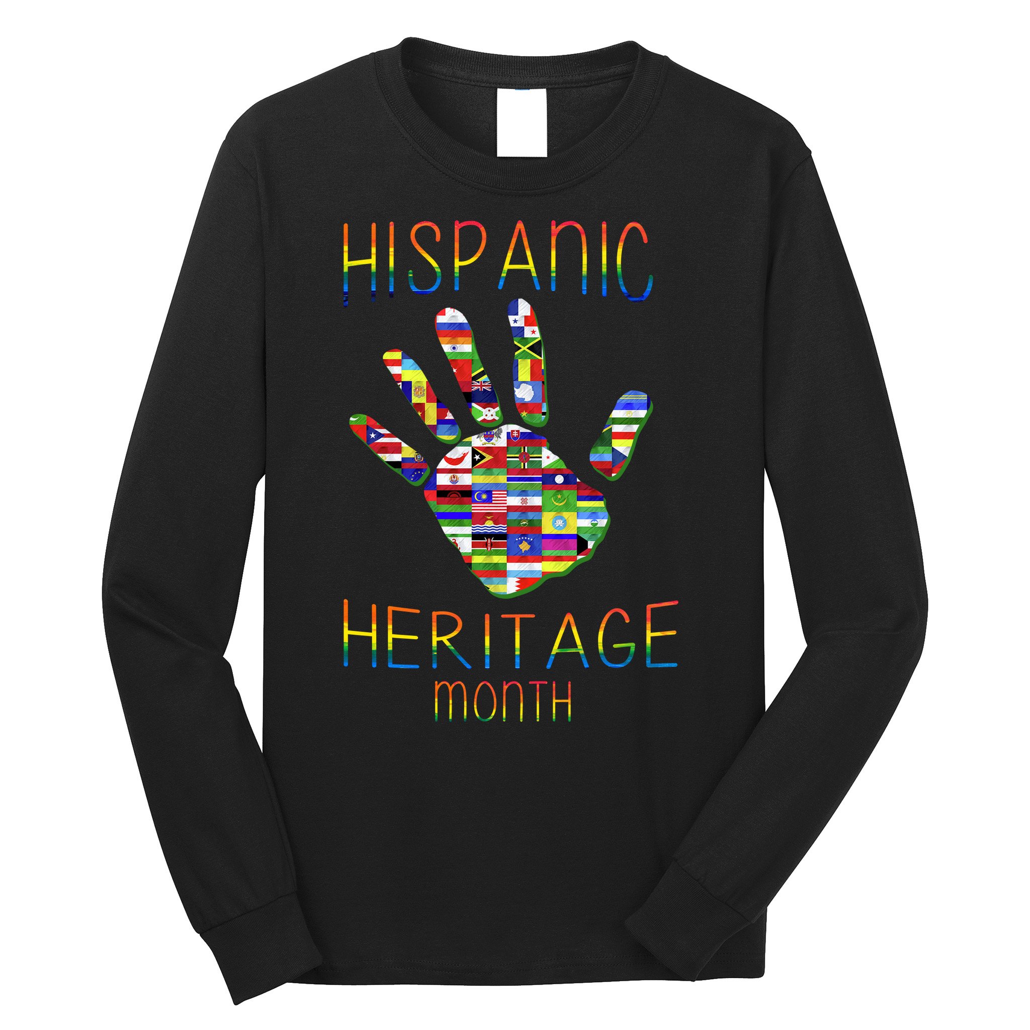 Hispanic Heritage Month Colorful Handprint Long Sleeve Shirt