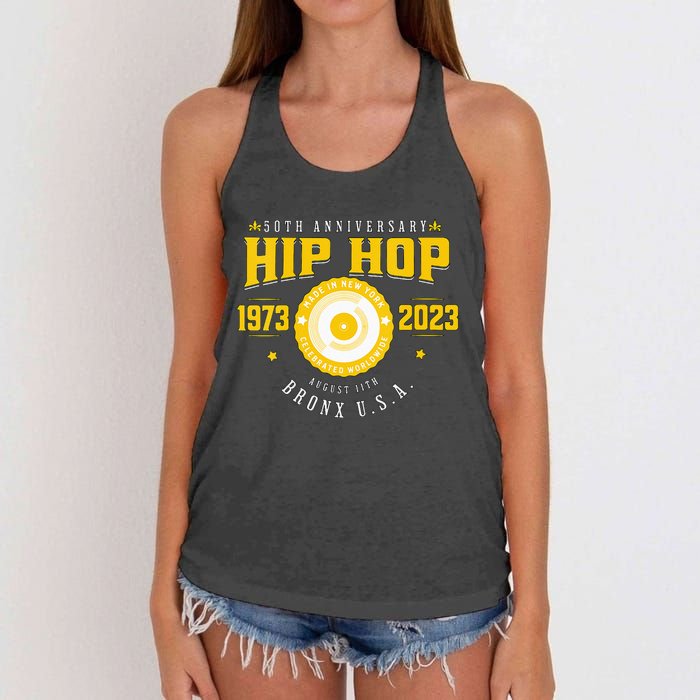 Hip Hop Music 50th Anniversary Musician Birthday Born Day Women's Knotted Racerback Tank