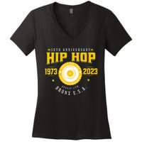 Hip Hop Music 50th Anniversary Musician Birthday Born Day Women's V-Neck T-Shirt