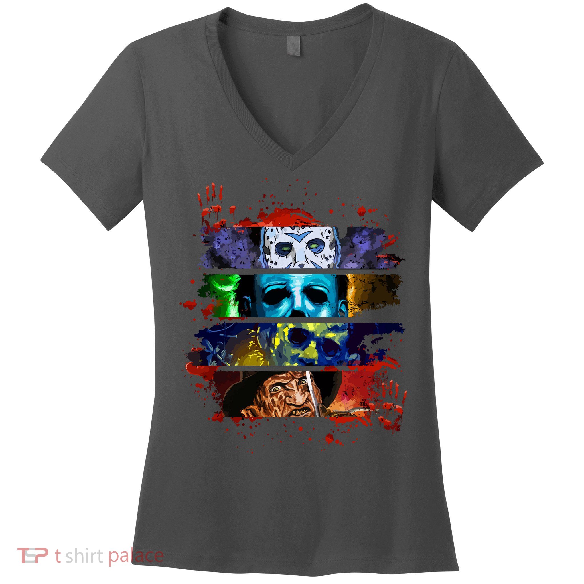 Halloween Horror Movies Characters Spooky Killer Women's V-Neck T-Shirt