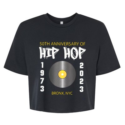 Hip Hop Music Is 50 50th Anniversary Retro Bella+Canvas Jersey Crop Tee