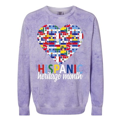 Hispanic Heritage Month all Countries Flags heart Colorblast Crewneck Sweatshirt