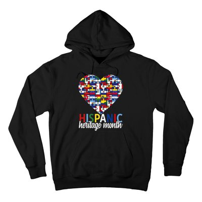 Hispanic Heritage Month all Countries Flags heart Hoodie