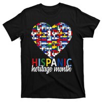 Hispanic Heritage Month all Countries Flags heart T-Shirt