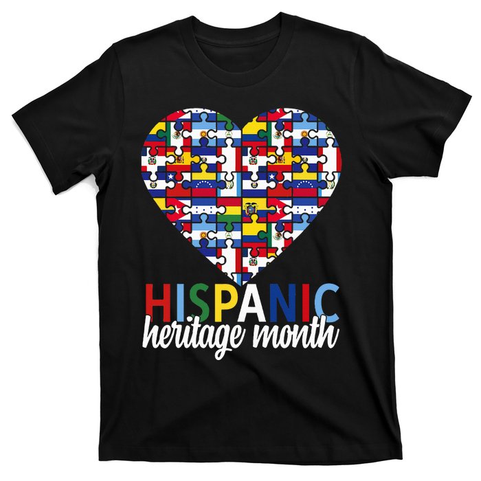 Hispanic Heritage Month all Countries Flags heart T-Shirt