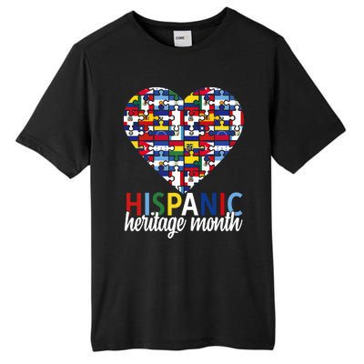 Hispanic Heritage Month all Countries Flags heart Tall Fusion ChromaSoft Performance T-Shirt