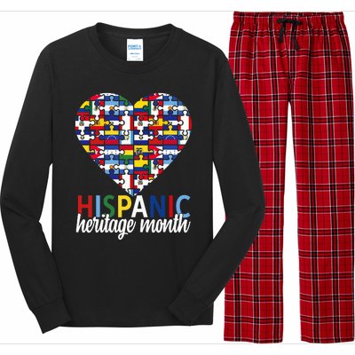 Hispanic Heritage Month all Countries Flags heart Long Sleeve Pajama Set