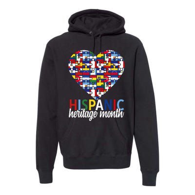 Hispanic Heritage Month all Countries Flags heart Premium Hoodie