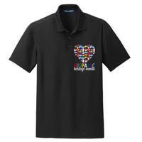 Hispanic Heritage Month all Countries Flags heart Dry Zone Grid Polo