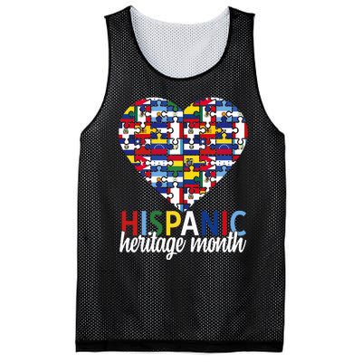 Hispanic Heritage Month all Countries Flags heart Mesh Reversible Basketball Jersey Tank