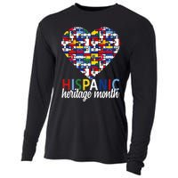 Hispanic Heritage Month all Countries Flags heart Cooling Performance Long Sleeve Crew