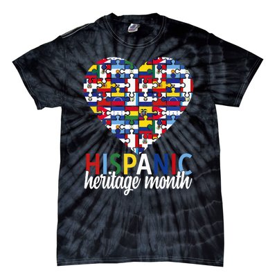 Hispanic Heritage Month all Countries Flags heart Tie-Dye T-Shirt