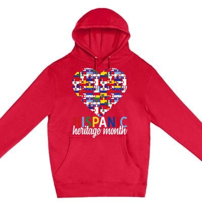 Hispanic Heritage Month all Countries Flags heart Premium Pullover Hoodie