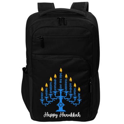 Happy Hanukkah Menorah Inspirational Quotes Chanukah Jewish Impact Tech Backpack