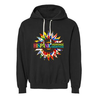 Hispanic Heritage Month Latino Countries Flags Sunflower Garment-Dyed Fleece Hoodie