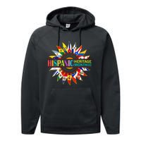 Hispanic Heritage Month Latino Countries Flags Sunflower Performance Fleece Hoodie