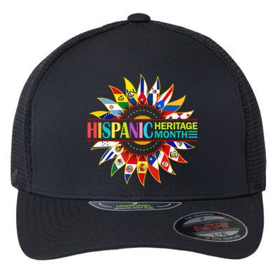 Hispanic Heritage Month Latino Countries Flags Sunflower Flexfit Unipanel Trucker Cap