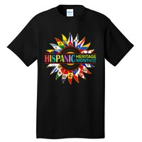 Hispanic Heritage Month Latino Countries Flags Sunflower Tall T-Shirt