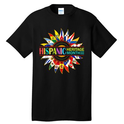 Hispanic Heritage Month Latino Countries Flags Sunflower Tall T-Shirt