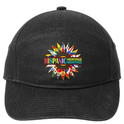 Hispanic Heritage Month Latino Countries Flags Sunflower 7-Panel Snapback Hat