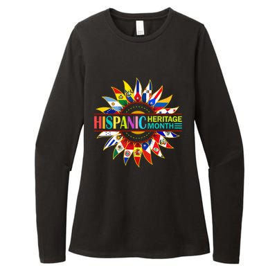 Hispanic Heritage Month Latino Countries Flags Sunflower Womens CVC Long Sleeve Shirt