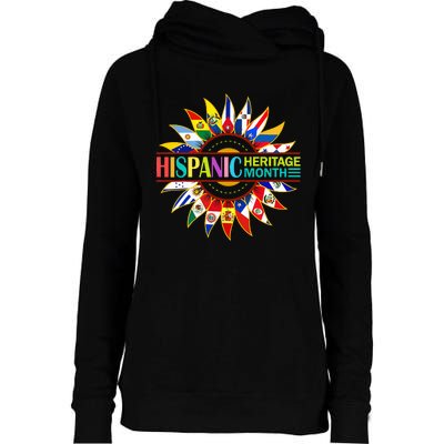 Hispanic Heritage Month Latino Countries Flags Sunflower Womens Funnel Neck Pullover Hood